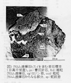 図3クロム透輝石ヒスイを含む岩石標本
